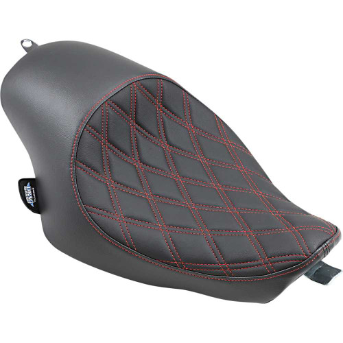DRAG SPECIALTIES 0804-0746 Drag Specialties 3/4 Solo Seat - Double Diamond - Black W/ Red Stitching - Xl '04-'22