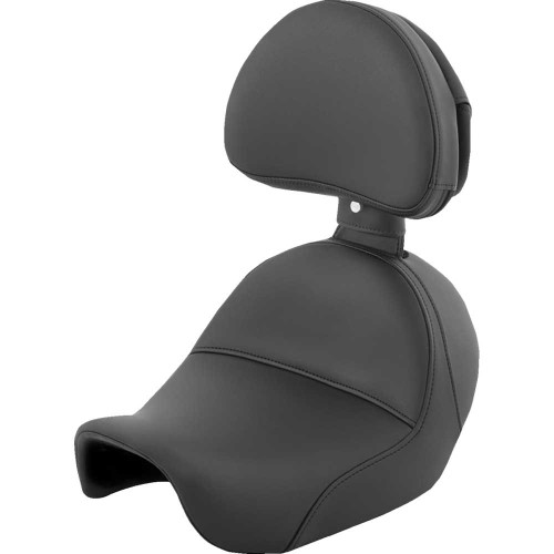 SADDLEMEN 806040041 Saddlemen Heels Down Solo Seat - With Backrest - Plain - Black - Dyna 806-04-0041
