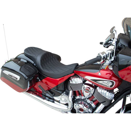 DRAG SPECIALTIES 0810-2258 Drag Specialties Low Profile Touring Seat - Double Diamond W/ Black Stitching - Indian '14-'22