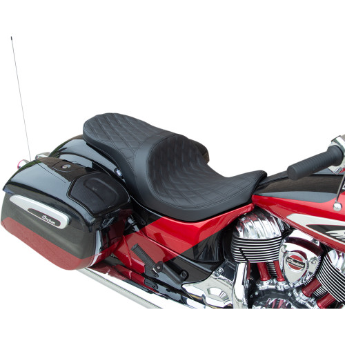 Drag Specialties Low Profile Touring Seat - Double Diamond - Black Stitch - Solar Reflective - Indian '14-'22