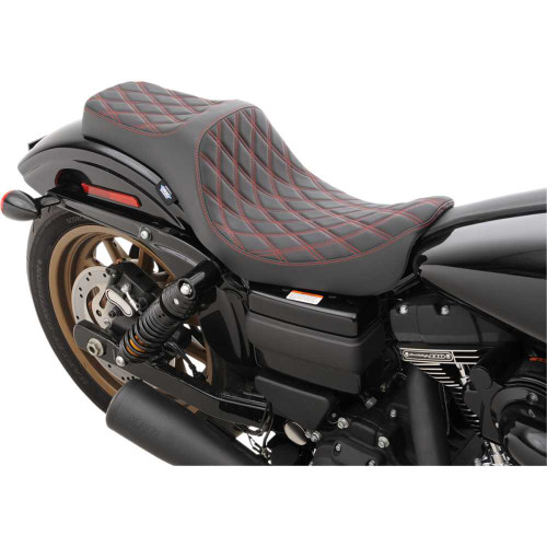 DRAG SPECIALTIES 0803-0604 Drag Specialties Predator Iii Seat - Double Diamond - Red Stitching - Fxd/Fld '06-'17