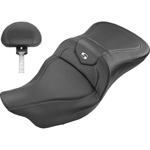 SADDLEMEN 80807B185BR Saddlemen Roadsofa Seat - Carbon Fiber - With Backrest - '08-'23 Fl 808-07B-185Br