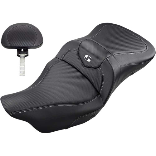 SADDLEMEN 80807B185BRHC Saddlemen Heated Roadsofa Seat - Carbon Fiber - W/ Backrest - '08-'23 Fl 808-07B-185Brhc