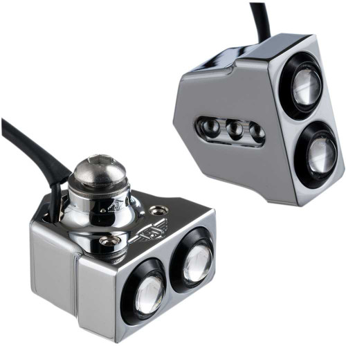 JOKER MACHINE 05208RC Joker Machine Led Side Mount Turn Signal - Chrome/Red 05-208-Rc