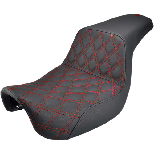 SADDLEMEN 80604172RD Saddlemen Step-Up Seat - Front Lattice Stitch/With Red Stitching - Black - Dyna 806-04-172Rd