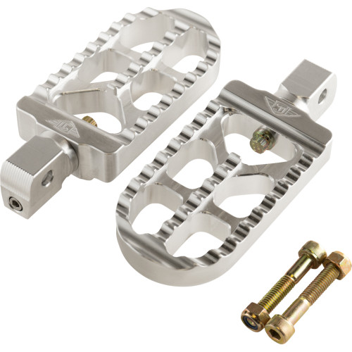 Serrated Footpegs - Silver- Long 08-56-8