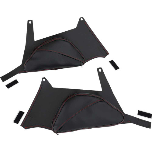 SHOW CHROME H40401CRED Show Chrome Dual Side Tank Pouch - Ballistic W/ Red Stitch - Ryker H40-401Cred