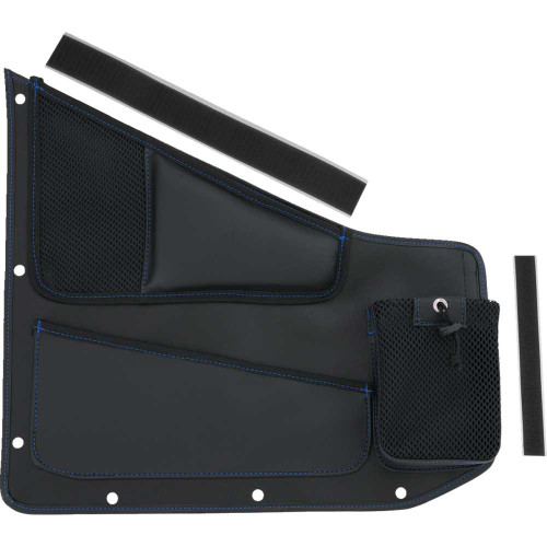 SHOW CHROME H447BLU Show Chrome Kaliber Side Organizer - Driver And Passenger - Black W/ Blue Stitching H44-7Blu