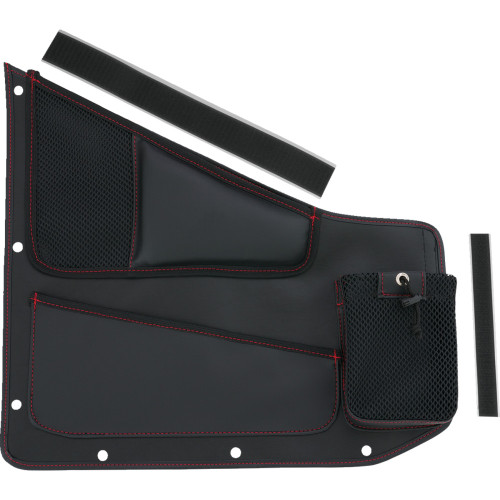 Show Chrome Kaliber Side Organizer - Driver And Passenger - Black W/ Red Stitching H44-7Red