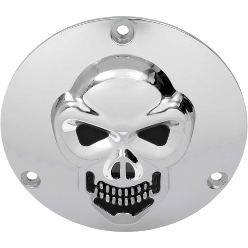 DRAG SPECIALTIES 1902-0062 Drag Specialties Skull Derby Cover - Chrome - 3 Hole - Big Twin