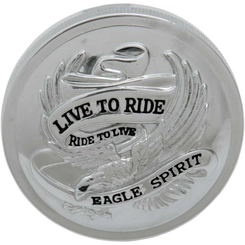 DRAG SPECIALTIES DS-390137 Drag Specialties "Live To Ride" Gas Cap - Non-Vented - Chrome