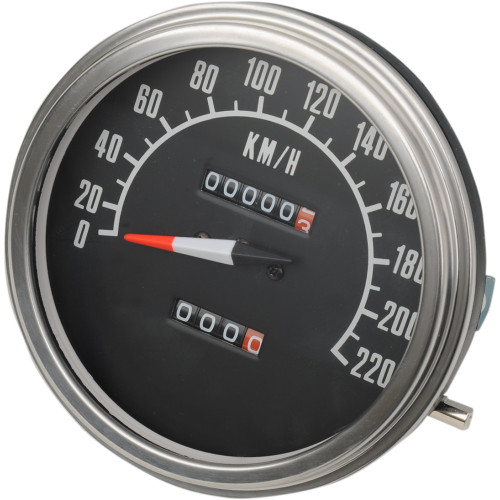 Drag Specialties 5" Kph Fl-Style 2:1 Speedometer - '68-'84 Black Face