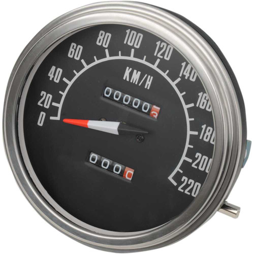 DRAG SPECIALTIES 2210-0346 Drag Specialties 5" Kph Fl-Style 2:1 Speedometer - '68-'84 Black Face