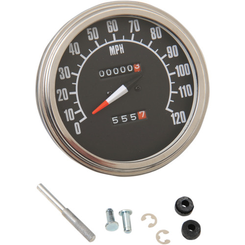 Drag Specialties 5" Mph Fl-Style 1:1 Speedometer - '68-'84 Black Face