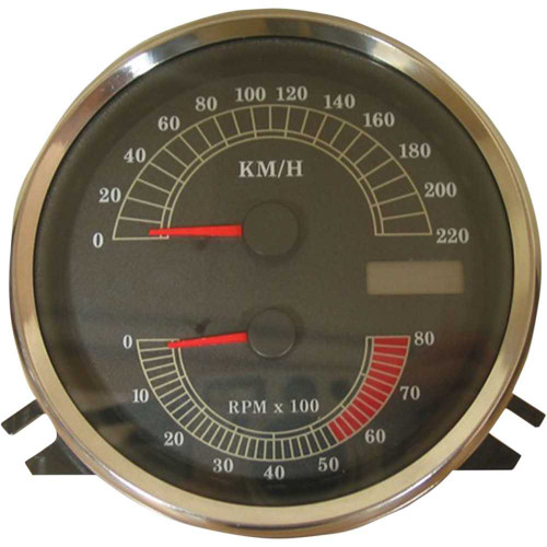 DRAG SPECIALTIES 2210-0332 Drag Specialties Electronic Speedometer/Tachometer - Stock Look - 220 Kph/8000 Rpm