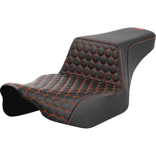 SADDLEMEN 8230717803 Step-Up Seat - Extended Reach - Front Honeycomb - Orange Stitch - Fl '23-'24 823-07-17803