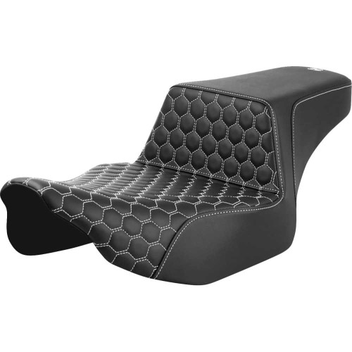 SADDLEMEN 8230717806 Step-Up Seat - Extended Reach - Front Honeycomb - White Stitch - Fl '23-'24 823-07-17806