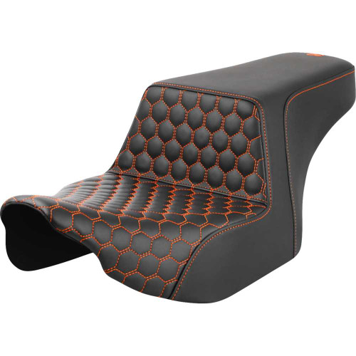 SADDLEMEN 8230717703 Step-Up Seat - Front Honeycomb - Orange Stitching - Fl '23-'24 823-07-17703