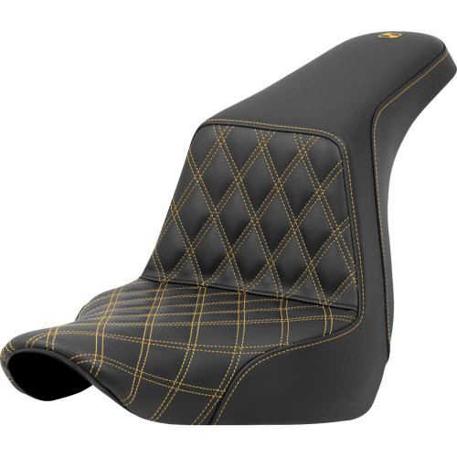 SADDLEMEN 8182917207 Step-Up Seat - Front Lattice Stitch - Gold Stitch - Fxlr/Flsb '18-'21 818-29-17207