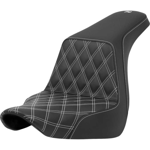 SADDLEMEN 8182917206 Step-Up Seat - Front Lattice Stitch - White Stitch - Fxlr/Flsb '18-'21 818-29-17206