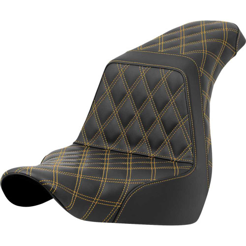 SADDLEMEN 8182917507 Step-Up Seat - Full Lattice Stitch - Gold Stitch - Fxlr/Flsb '18-'21 818-29-17507