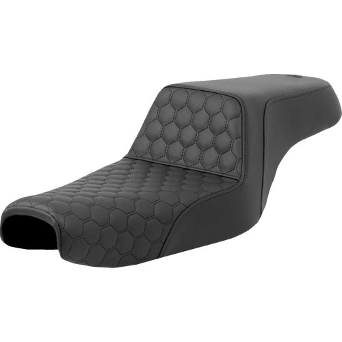 SADDLEMEN 80711177 Step-Up Seat - Honeycomb - Black Stitching - 3.3 Gal Tank - Sportster '04-'21 807-11-177