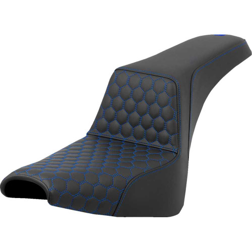 SADDLEMEN 8183017701 Step-Up Seat - Honeycomb - Blue Stitching - Fxbb/Fxst '18-'24 818-30-17701
