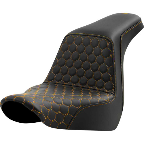SADDLEMEN 8182917707 Step-Up Seat - Honeycomb - Gold Stitching - Fl/Fx '18-'24 818-29-17707