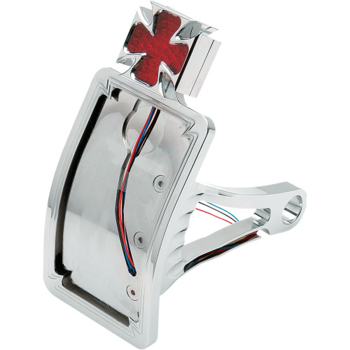 Drag Specialties Side Mount Taillight/License Plate Mount - Curved Vertical - Maltese Cross