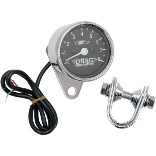 Drag Specialties 2.4" Mini Electronic Tach - Stainless Steel Housing - Backlit Led Black Face