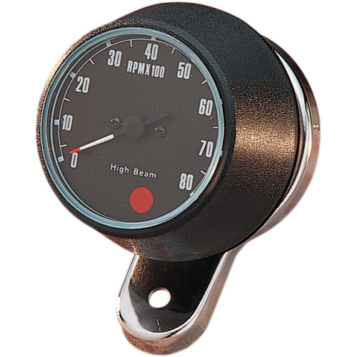 Drag Specialties 8000 Rpm Mechanical Tachometer - Chromed Bracket - Black Face