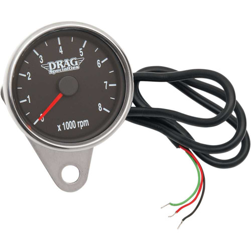 DRAG SPECIALTIES 2211-0031 Drag Specialties Mini Electronic Tachometer - Polished - Backlit Led Black Face - 2.4"