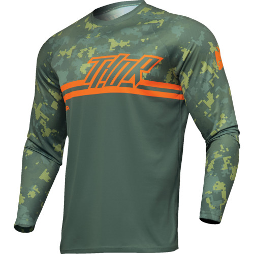 Thor Youth Sector Digi Camo Jersey - Forest Green/Camo - Large