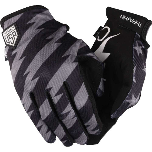 THRASHIN SUPPLY CO. SV11309 Thrashin Supply Co. Stars & Bolts Stealth Gloves - Black/Gray - Medium Sv1-13-09