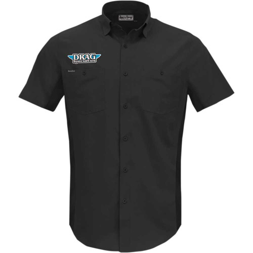 THROTTLE THREADS DRG31ST26BK5X Throttle Threads Drag Specialties Vented Shop Shirt - Black - 5Xl Drg31St26Bk5X