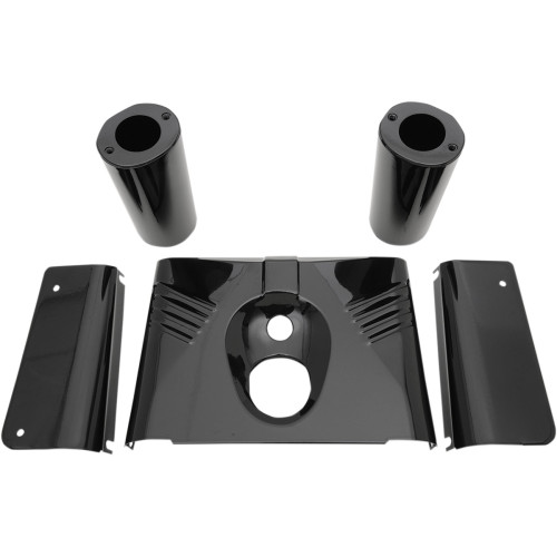 Drag Specialties Fork Tins - Gloss Black - Ribbed - '86-'17 Flst - 5-Piece