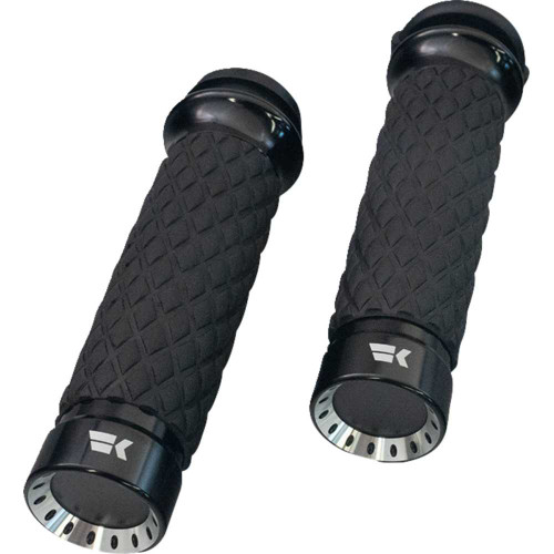 KHROME WERKS 500330 Turbine Grips - Custom Contour - Diamond - Black 500330