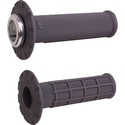 ODI H21UHWH Universal Lock-On Half Waffle Grips - Graphite/Silver H21Uhwh