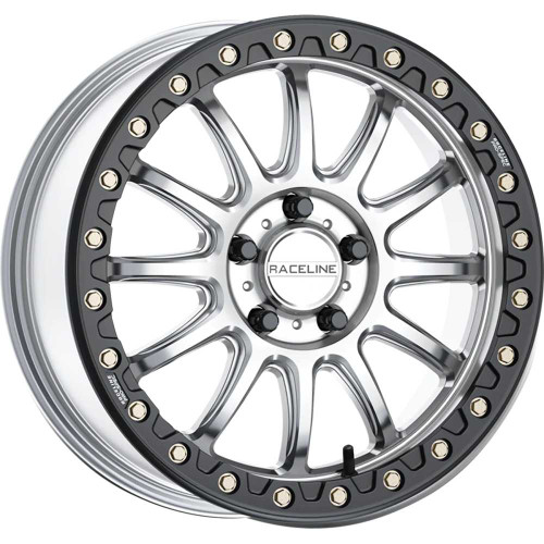 RACELINE WHEELS A14SB77056+25 Wheel - Alpha - Front/Rear - Hyper Silver/With Black Ring - 17X7 - 4/156 - +25 Mm A14Sb-77056+25