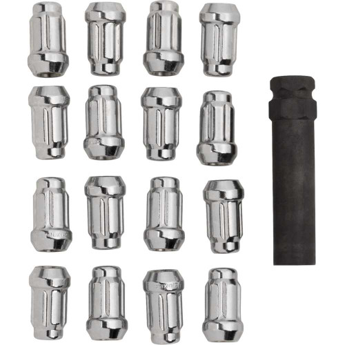MOOSE UTILITY SPMO3808L4 Moose Utility Lug Nut - Splined - 10 Mm - Chrome - 16 Pack Spmo3808L4