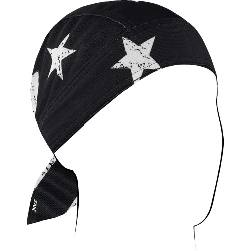 Zan Headgear Flydanna Micro-Mesh Polyester Headwrap - Black/White Flag Zm091