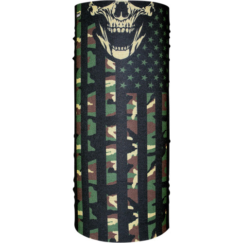 Zan Headgear Motley Tube Polyester Neck Tube - Woodland Camo Flag T460