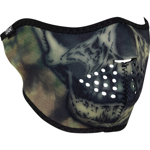 Zan Headgear Neoprene Half Mask - Woodland Camo Tie Dye Skull Wnfm611H Zan Headgear Neoprene Half Mask - Woodland Camo Tie Dye Skull Wnfm611H