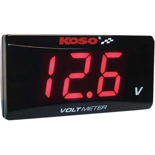 KOSO NORTH AMERICA BA024R00 Koso North America Super Slim Volt Meter - Red Digits - 2.22" W X 1.06" H X 0.43" D Ba024R00