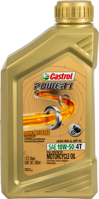 CASTROL 15D2C1 Castrol Power 1 Synthetic Oil 4T 10W50 1Qt 15D2C1