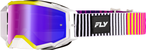 Fly Racing Zone Elite Goggle Pnk/Yel/Pur W/ Iridescent Red Mir/Smk Lens 37-5517