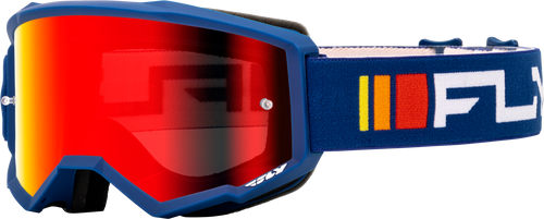 Fly Racing 37-51521Y Fly Racing Youth Zone Goggle Navy/White W/ Red Mirror/Smoke Lens 37-51521Y