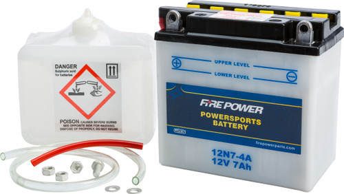 Fire Power Battery W/Acid 12N7-4A 12V 12N7-4A