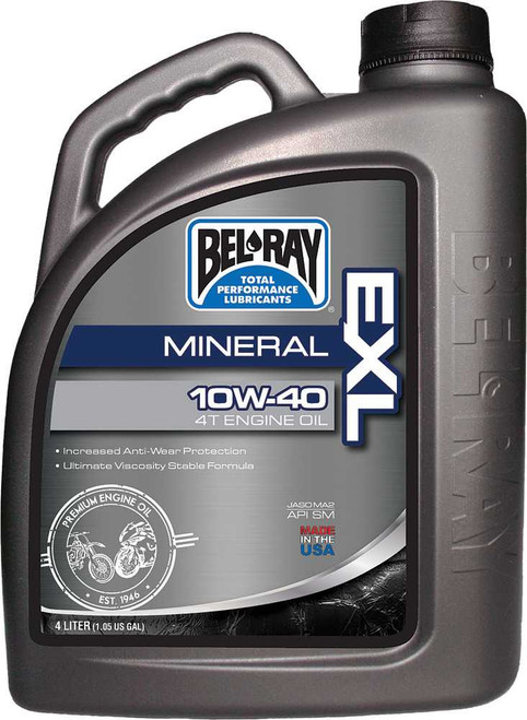 BEL-RAY 99090-B4LW Bel-Ray Exl Mineral Engine Oil 4T 10W40 4L 99090-B4Lw