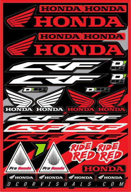 D-Cor 40-10-100 D-Cor Honda Decal Sheet 12"X18" 40-10-100